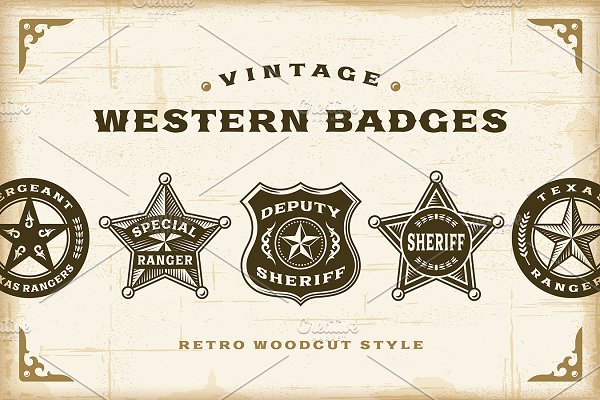 Download Vintage Western Badges Set