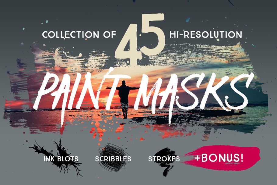 Download 45 Grungy Paint Masks PSD