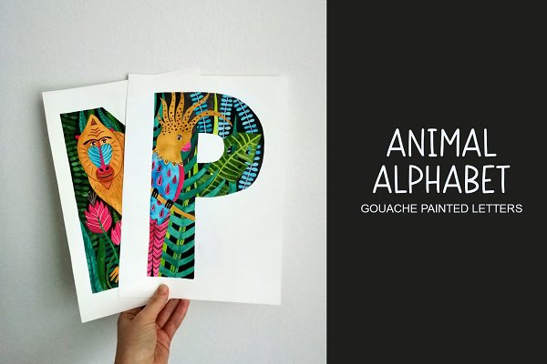 Download Animal alphabet. Painted letters.