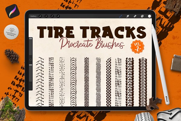 Download Procreate Brushes | Tire Track Brush