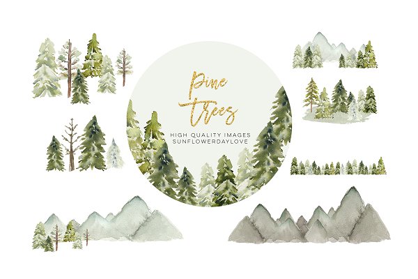 Download Winter Mountain Pine Trees Frame