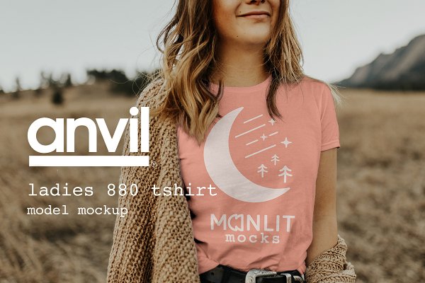 Download Women's Anvil 880 T-Shirt Mockup