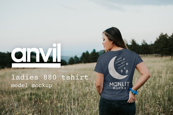 Download Back of T-shirt Mockup: Anvil 880