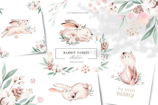 Download Rabbit Family. Watercolor collection