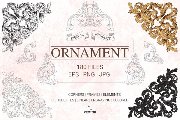 Download Vector Baroque Ornament elements