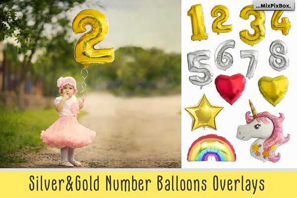 Download Shaped Number Balloons Overlays