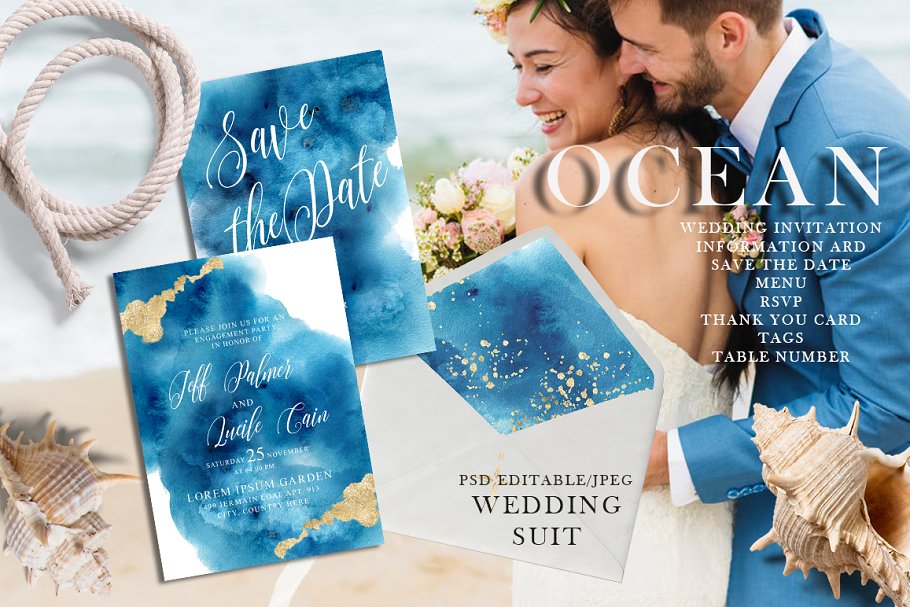 Download Ocean wedding invitations suit