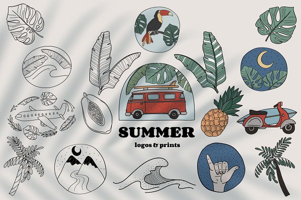 Download Handdrawn Tropical Summer Collection