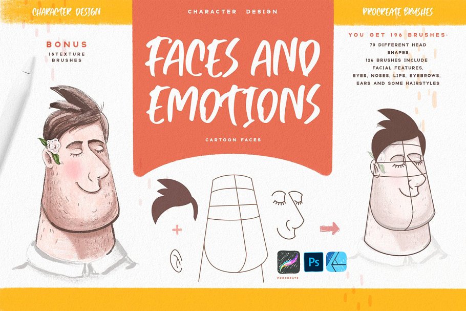 Download Faces & Emotions Procreate Brush
