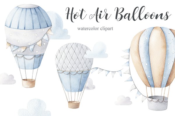 Download Watercolor Hot Air Balloons
