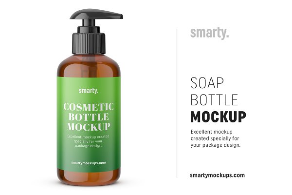Download Amber soap bottle mockup