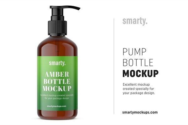 Download Amber bottle with pump mockup