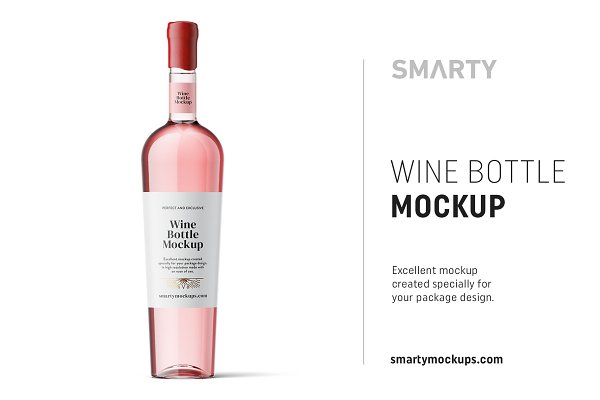 Download Rose wine bottle mockup