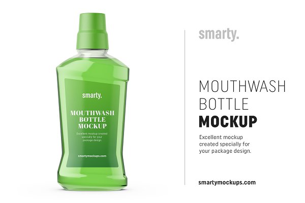 Download Transparent mouthwash bottle mockup