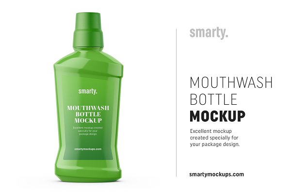 Download Glossy mouthwash bottle mockup