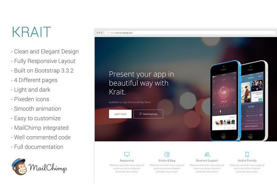 Download Krait - Responsive App Landing Page