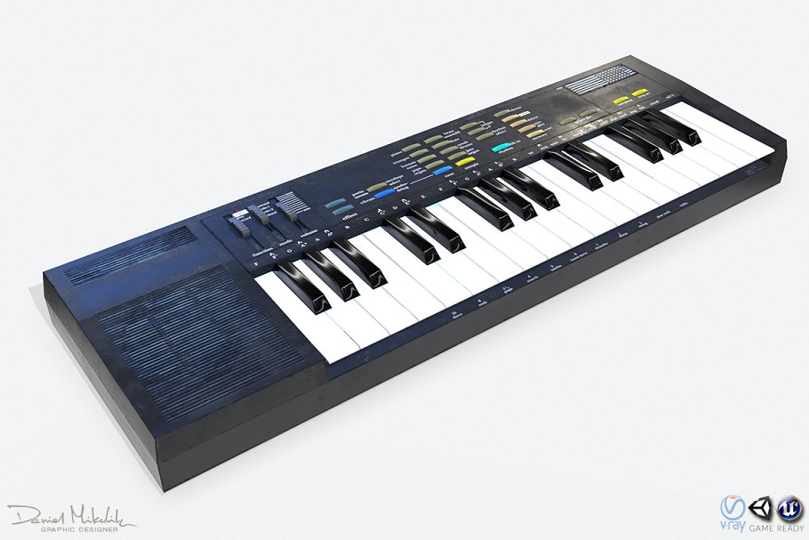 Download Synthesizer PBR Low Poly