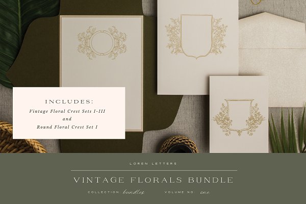 Download Vintage Floral Crest Bundle
