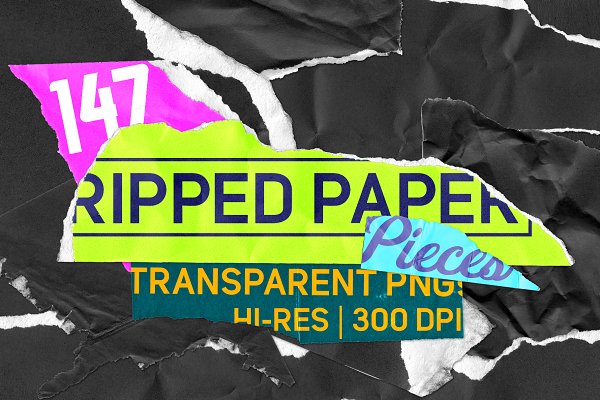 Download 147 Ripped Paper Pieces - PNGs