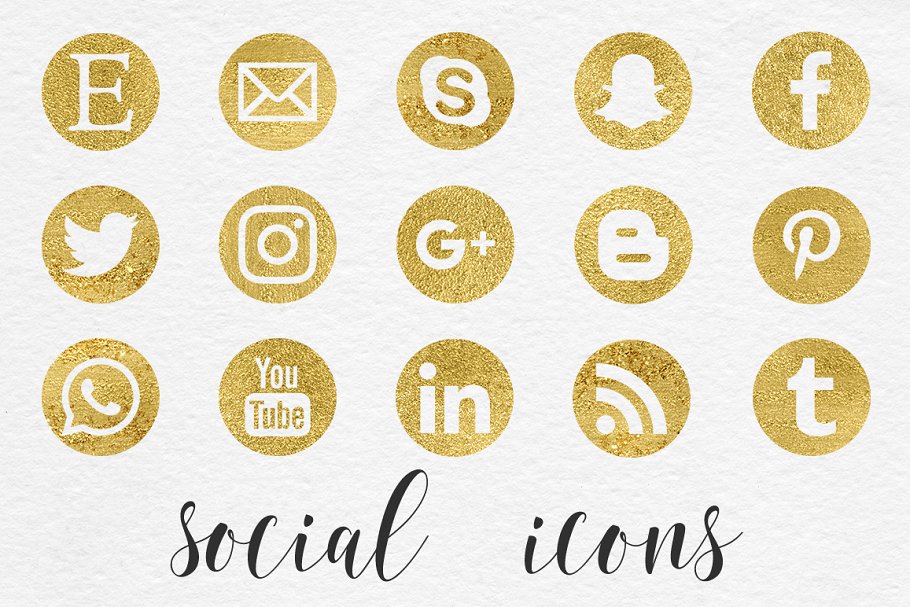Download Gold Social Media Icons