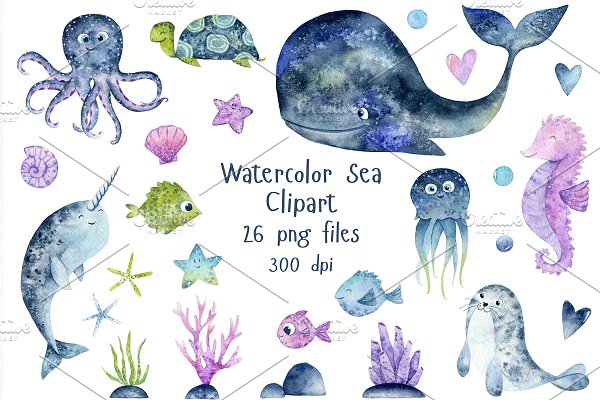 Download Sea Watercolor Clipart