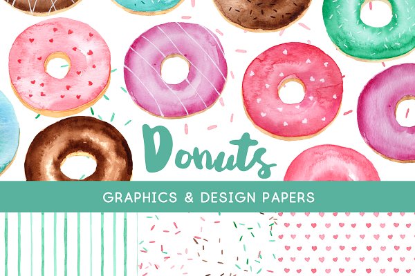 Download Watercolor Donuts Clipart