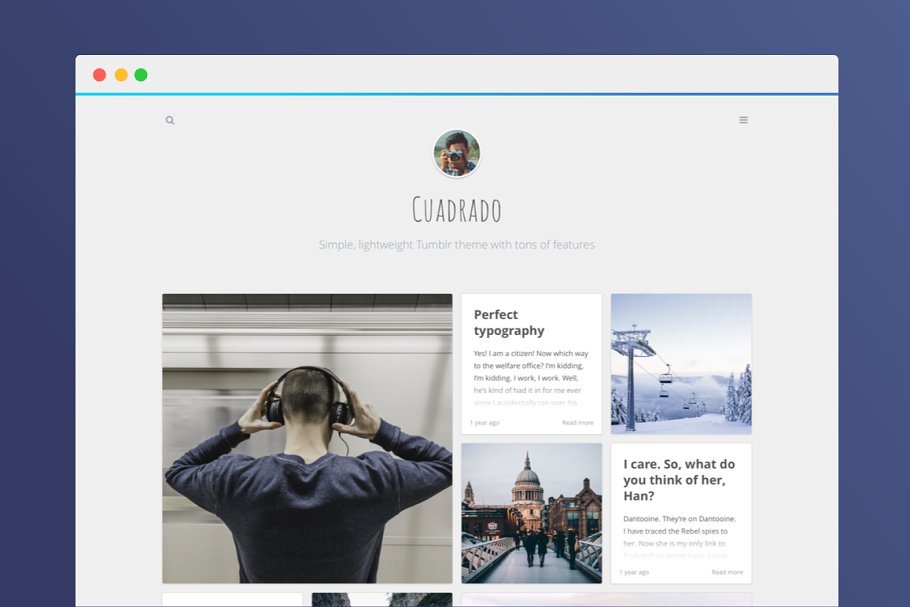 Download Cuadrado - Premium Tumblr Theme