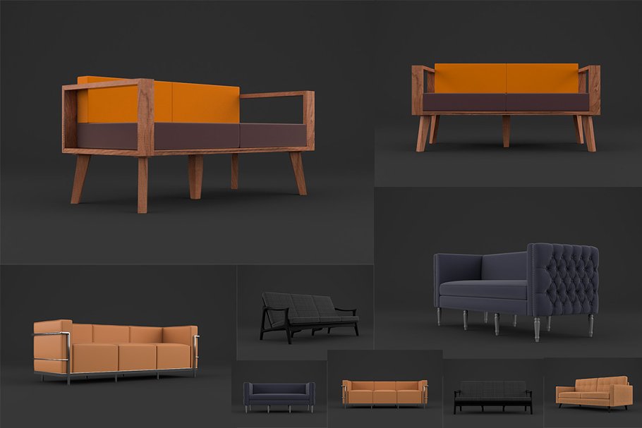 Download 3D Models For Blender 5 Modern Sofas