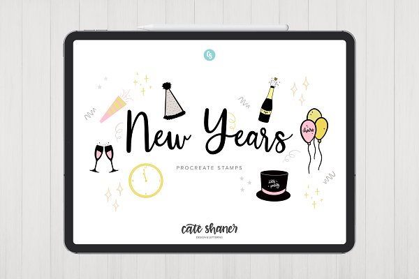 Download New Years Procreate Stamp Brushes