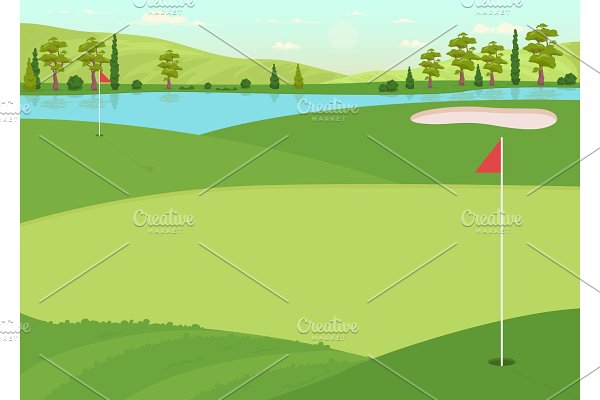 Download Golf field flat vector illustration