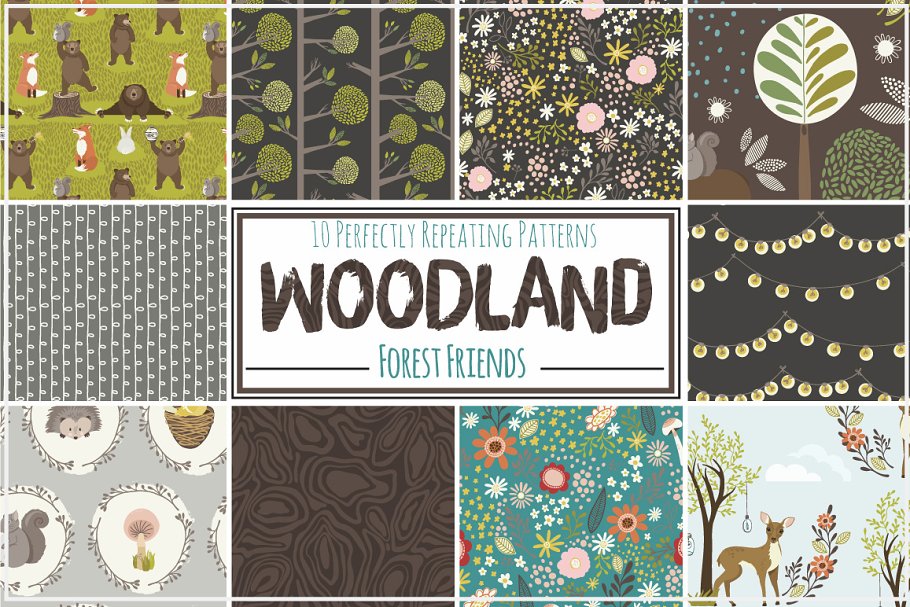 Download Woodland Seamless Pattern Repeats
