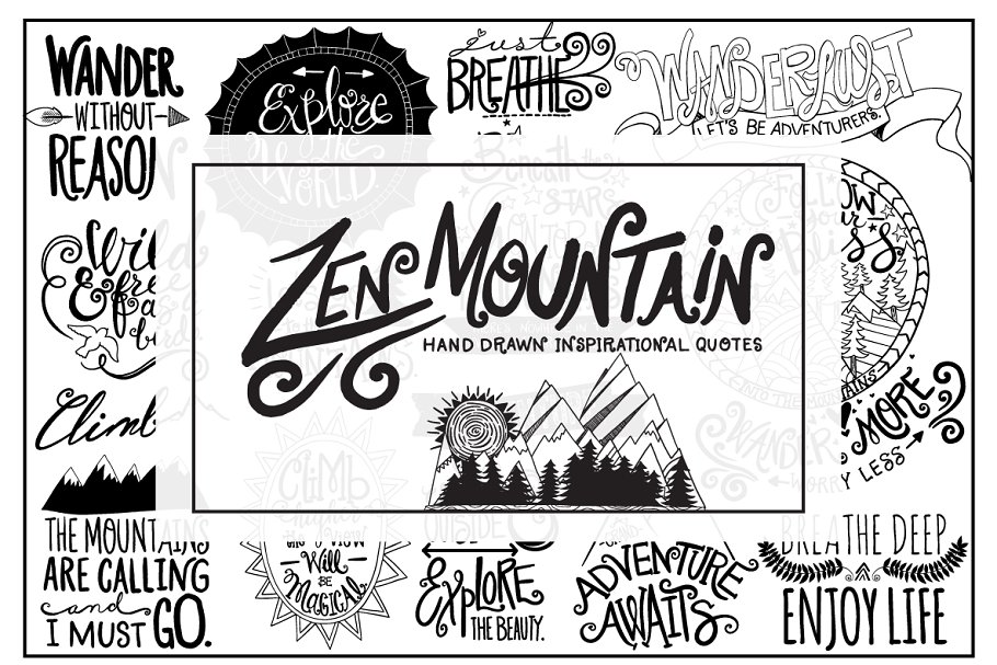 Download Zen Mountain Hand Drawn Lettering