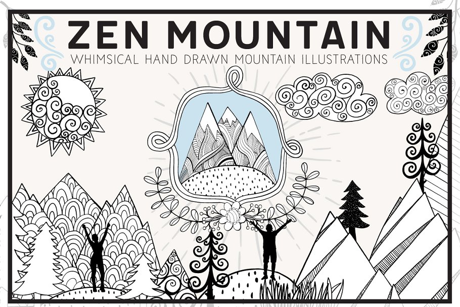Download Hand Drawn Zen Mountain Clip Art