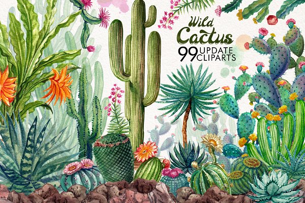 Download Watercolor Cactuses