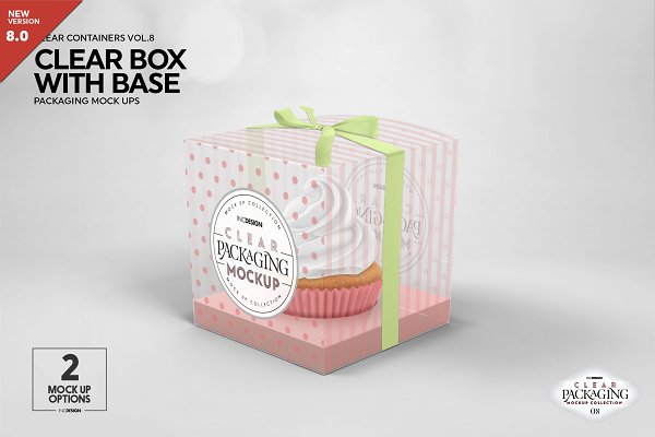 Download Clear Cupcake Box Packaging Mockup