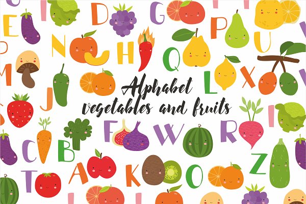 Download Alphabet vegetables and fruits kids
