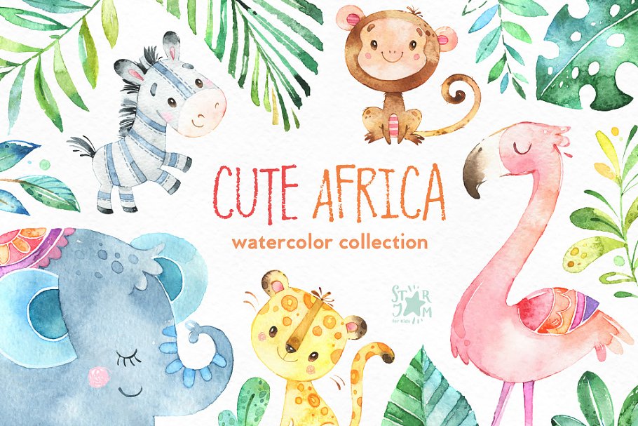 Download Cute Africa. Animals & Florals.