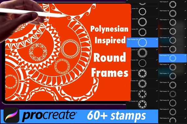 Download Polynesian round frame stamps 60