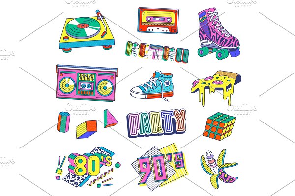 Download 80's and 90's pop art style sticker