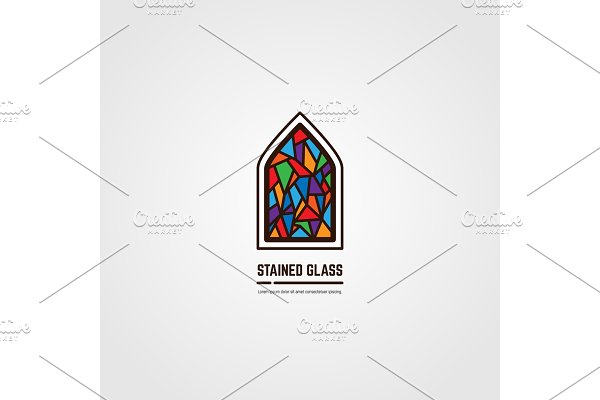 Download Stained glass line vector emblem