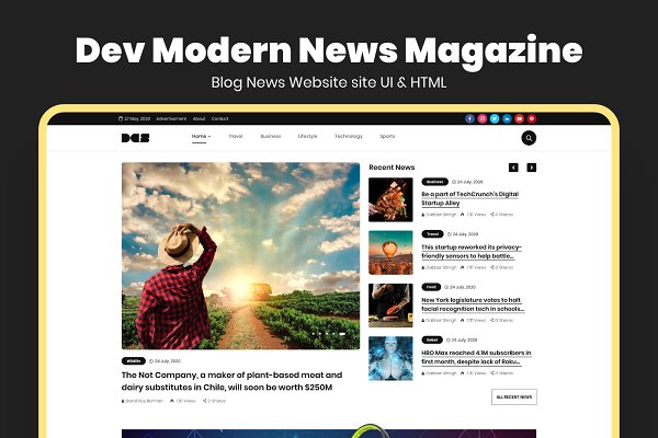 Download Dev Modern News Magazine Blog HTML