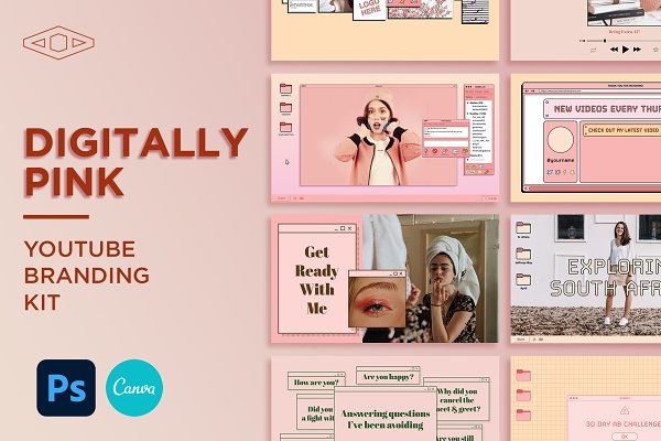 Download Digitally Pink Youtube Branding Kit