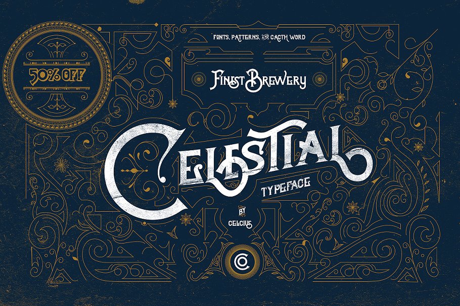 Download Celestial Fonts & Vintage Pattern