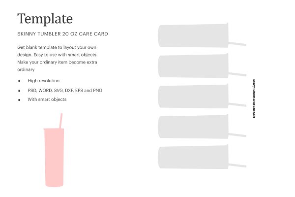 Download Skinny Tumbler Care Card Template