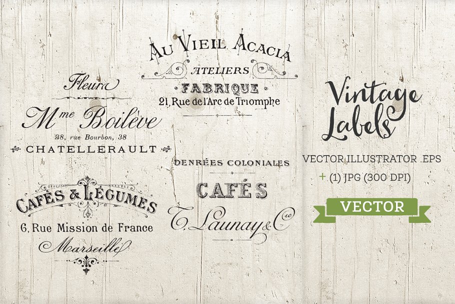 Download French Vintage Labels Vector