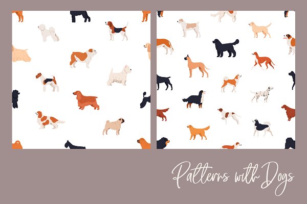 Download Seamless patterns with dogs