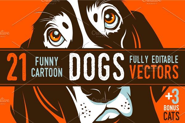 Download 21 funny cartoon DOGS +bonus