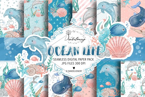 Download Ocean Life digital paper pack