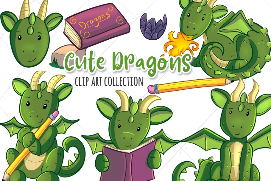 Download Cute Dragons Clip Art Collection