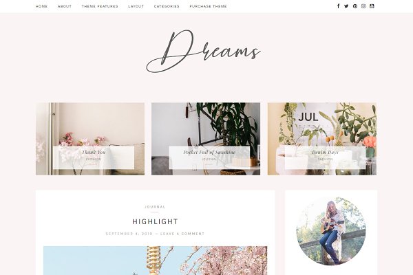 Download Pink Wordpress Theme - Dreams